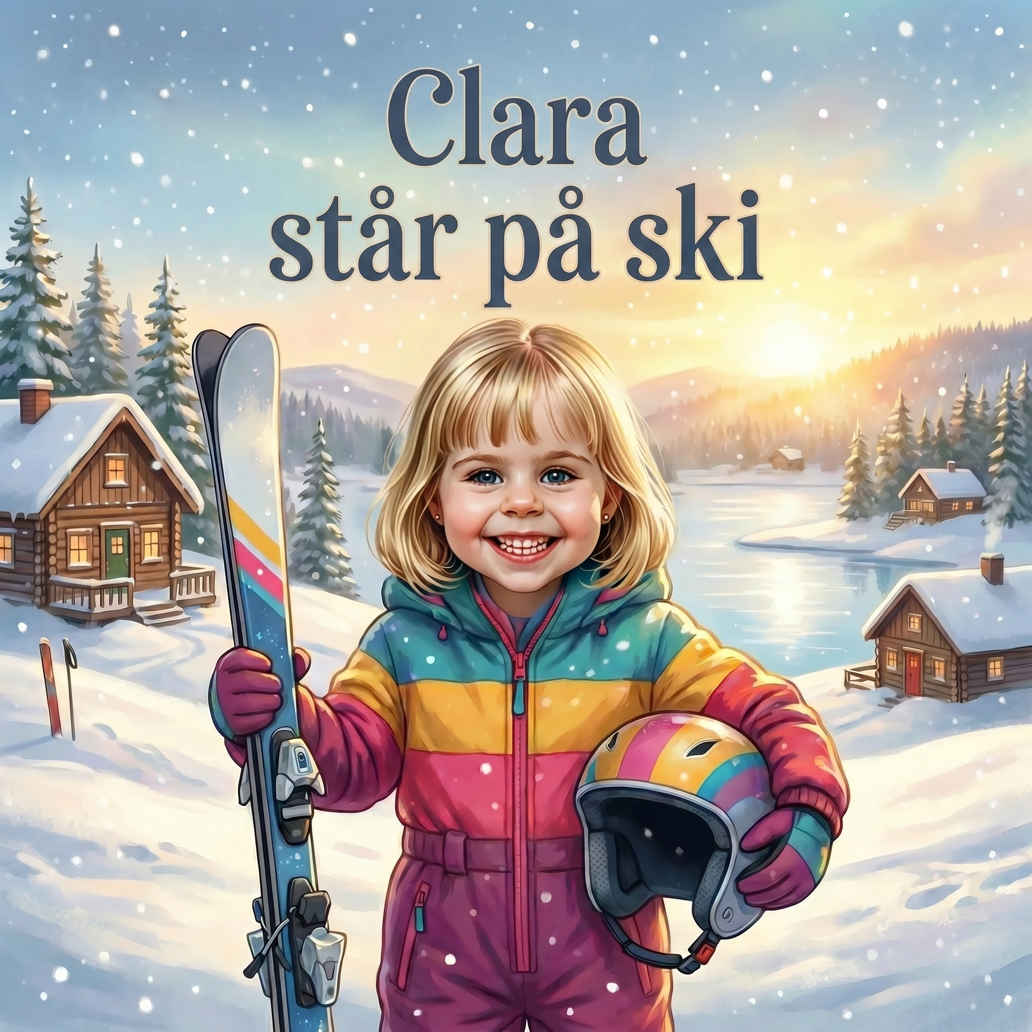 Clara står på ski